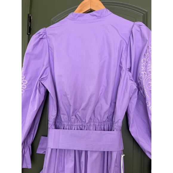 NWT Hyacinth House Lavender Embroidery Dowling Midi Spring Dress Purple Small - Picture 7 of 13